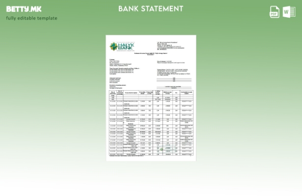 модерен стил Казахстан Halyk банкарски извод на сметката шаблон збор